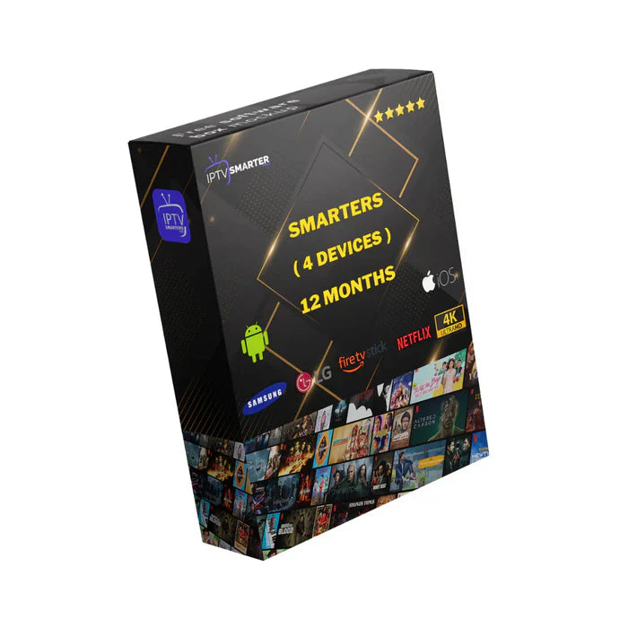 12 Months IPTV SMARTERS PRO  Subscription ( 4 DEVICES ) | USA IPTV SMARTERS PRO